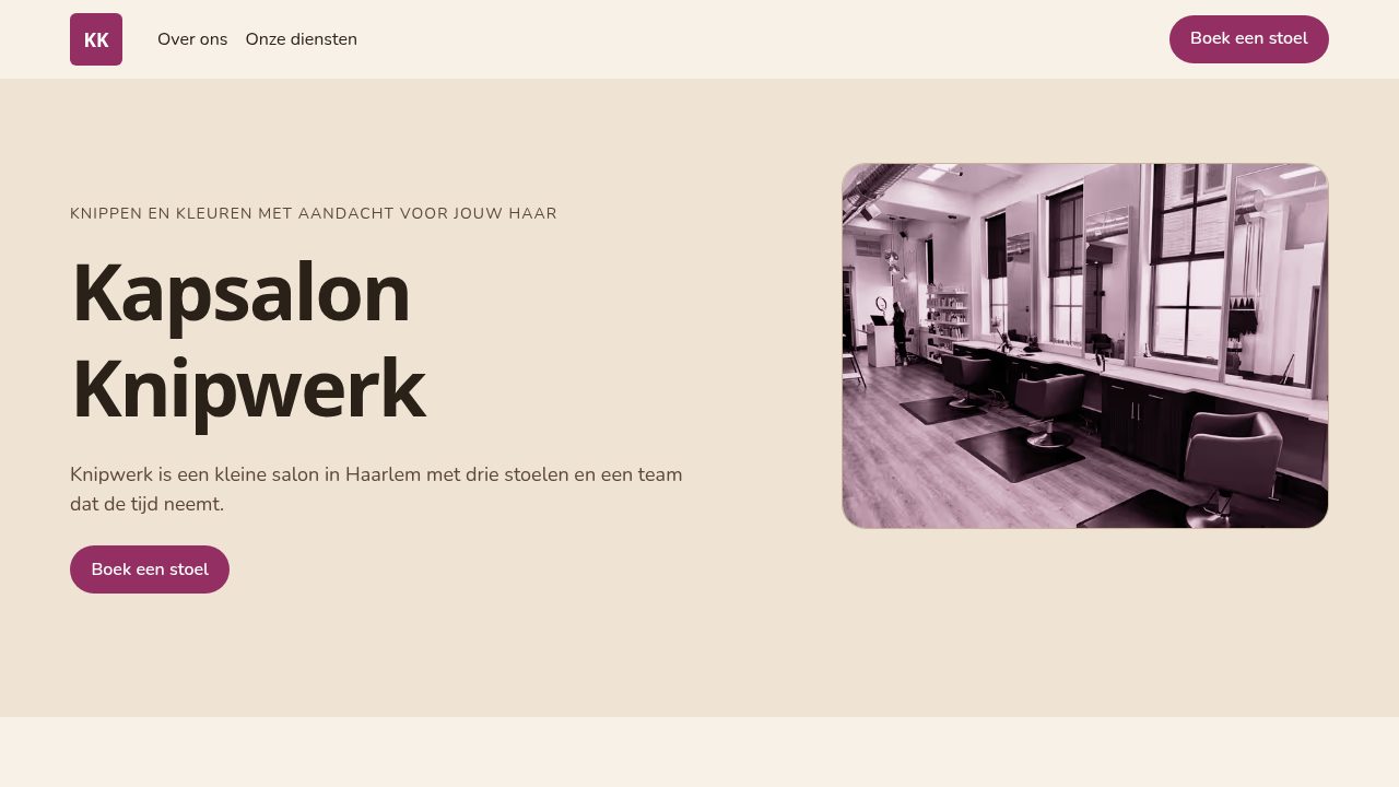 Homepage screenshot van Kapsalon Knipwerk